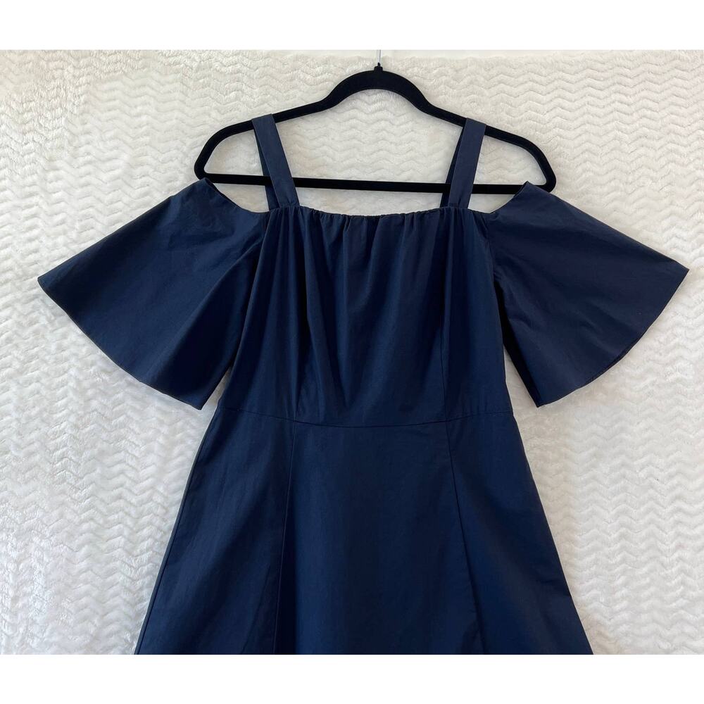 Tommy Hilfiger Navy Blue Off Shoulder Feminine Old Money Midi Dress Womens Small - Picture 4 of 14